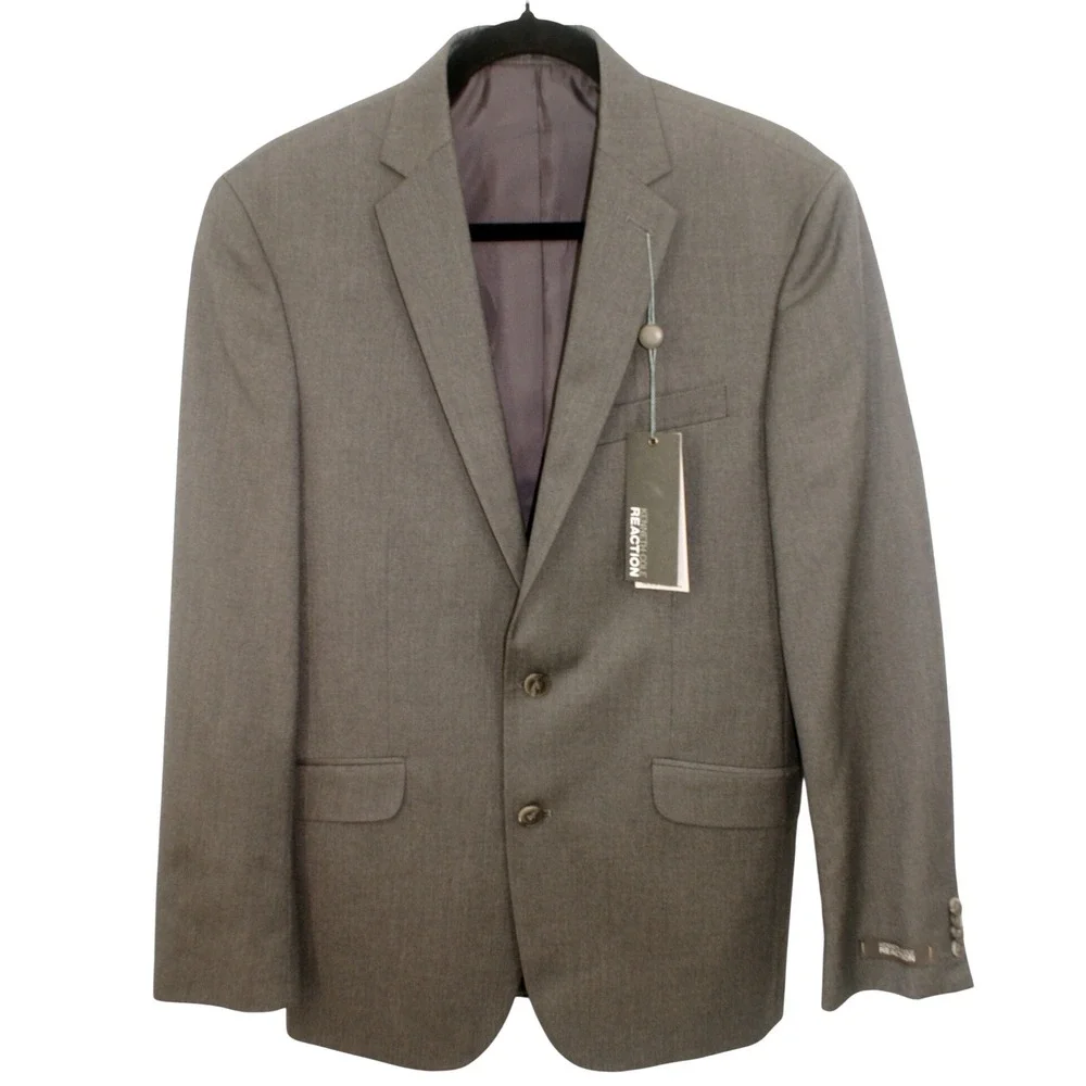 Kenneth Cole Reaction Mens Blazer 38R Mid Grey 2 Button Suit Jacket NEW L1091